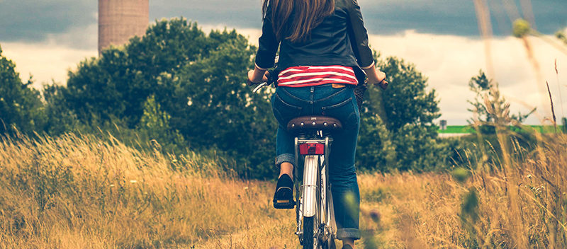 girl being fearless riding bike