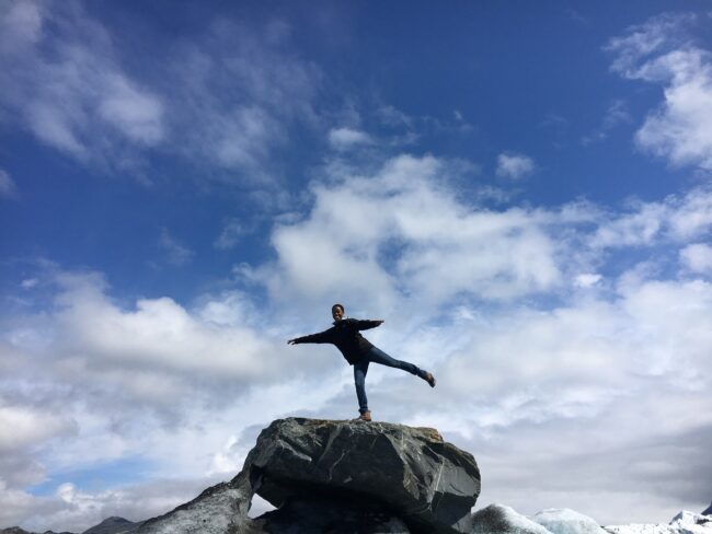 Candace on top of glacier